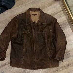 Guess Men's Brown Suede Button-Front Shirt Jacket